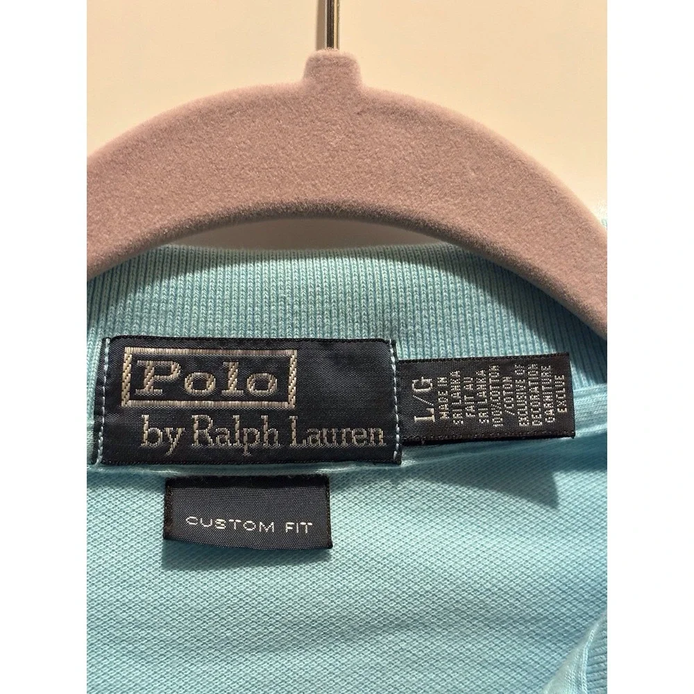 Polo‎ By Ralph Lauren Mens Size Large Collared Blue Short Sleeve Polo Pink Pony